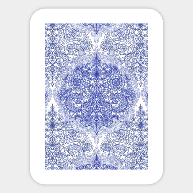Happy Place Doodle in Cornflower Blue, White & Grey Sticker by micklyn